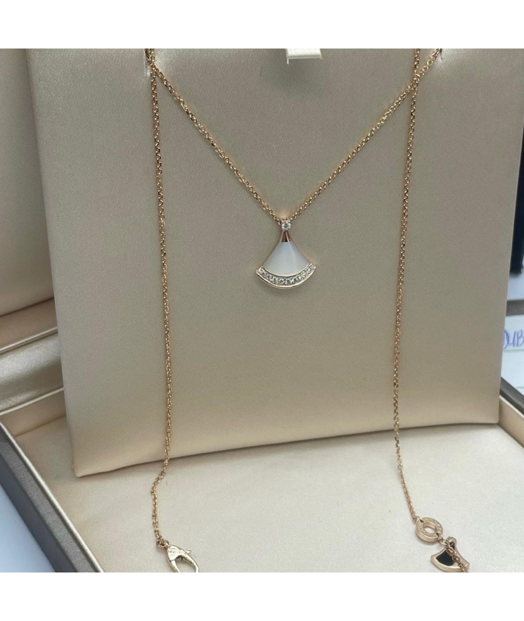 BVLGARI Белая подвеска из розового золота, фото 5
