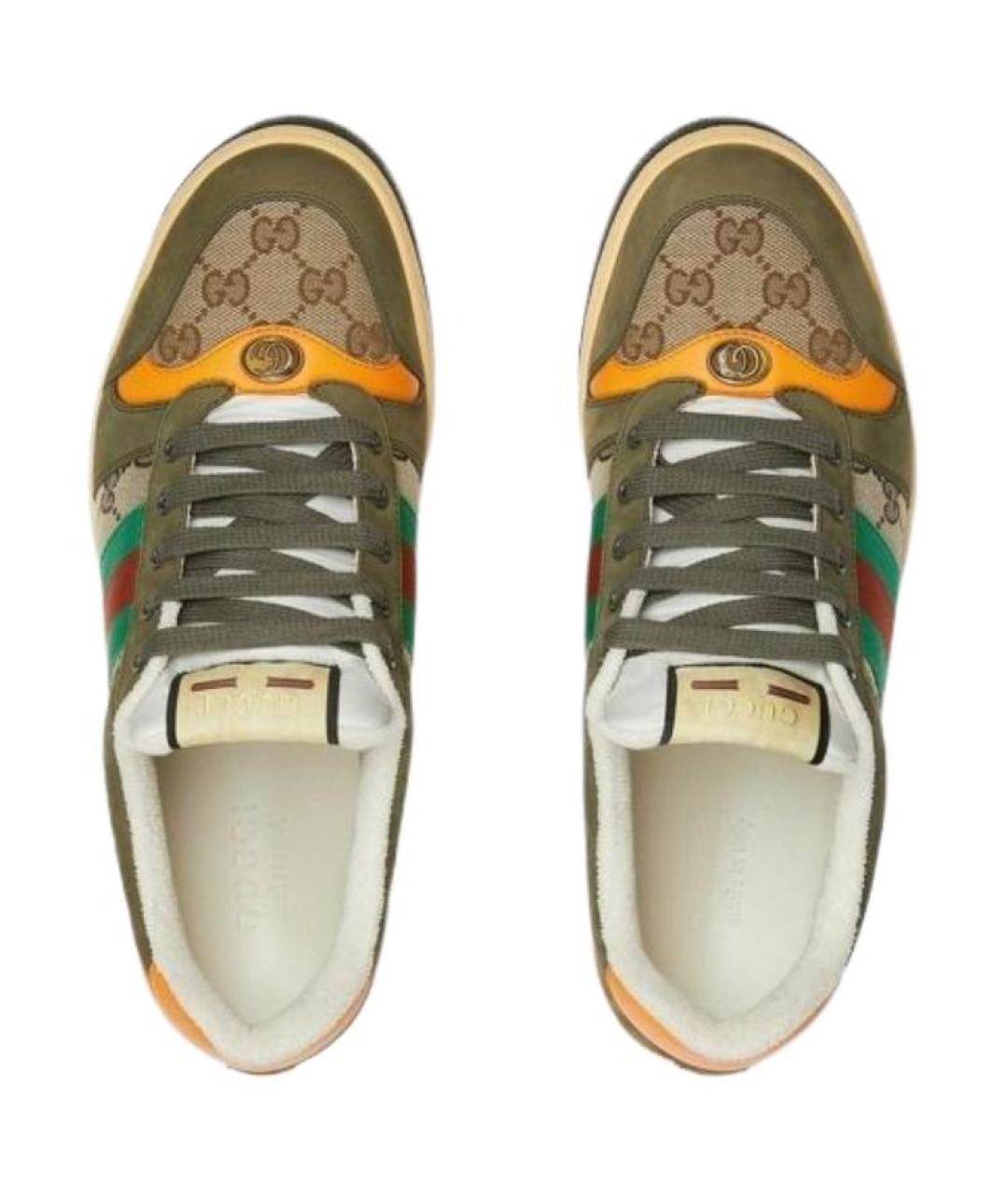 GUCCI Зеленые текстильные низкие кроссовки / кеды, фото 4