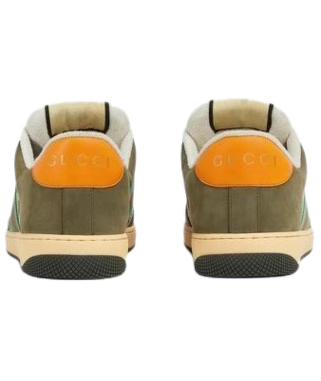 GUCCI Зеленые текстильные низкие кроссовки / кеды, фото 5