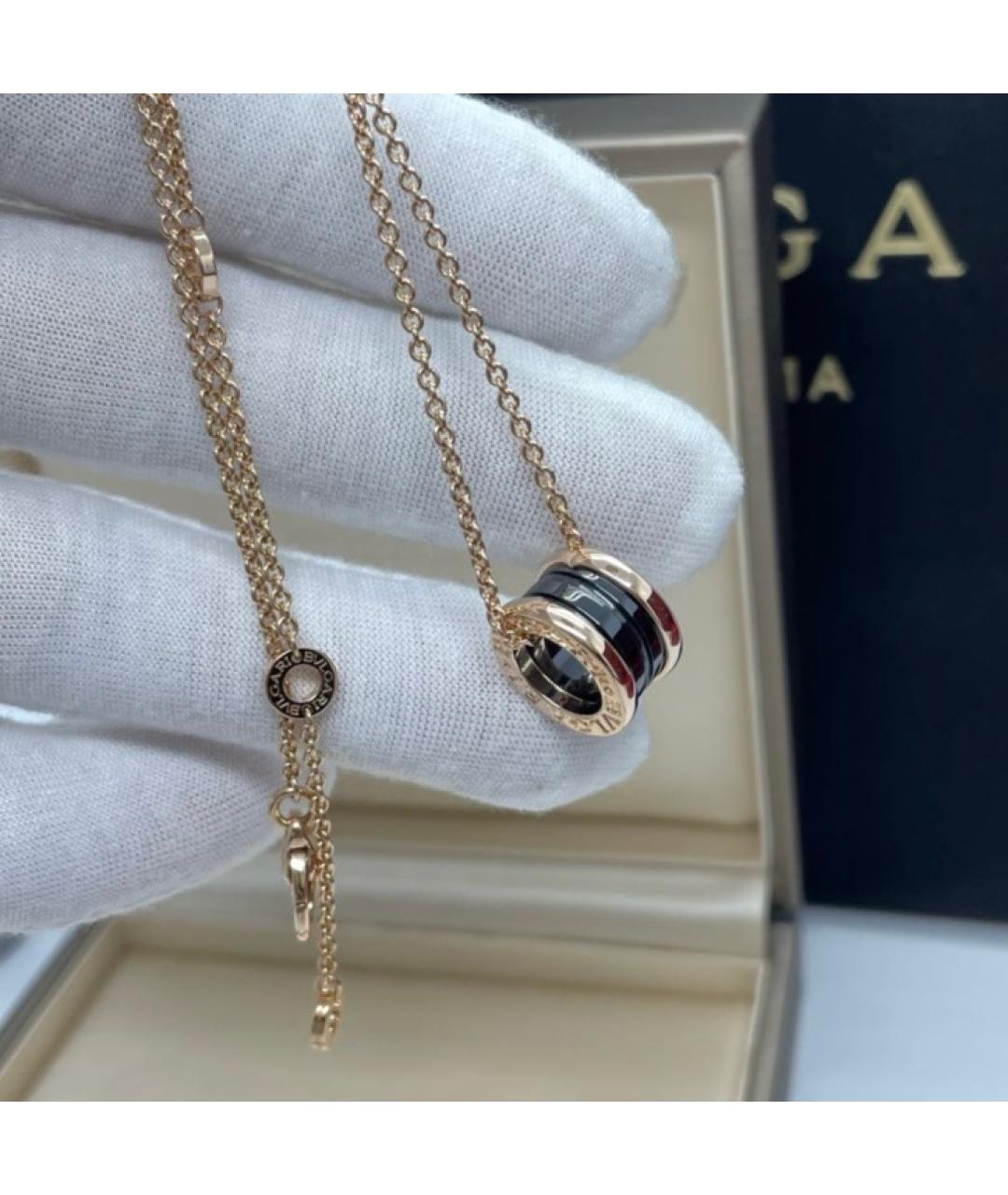 BVLGARI Черная подвеска из розового золота, фото 4
