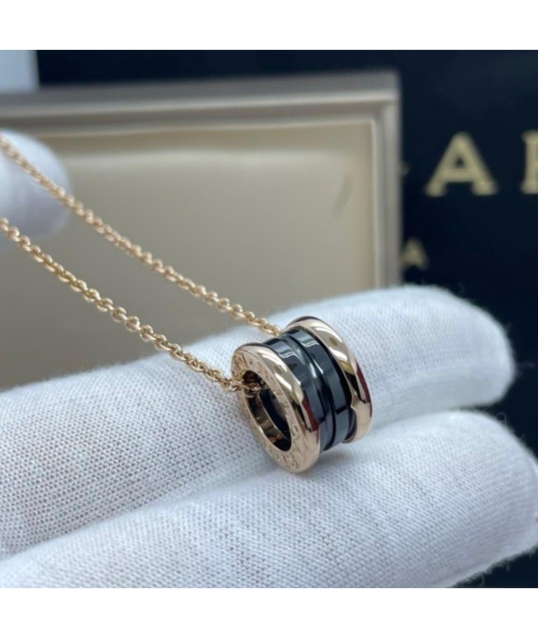 BVLGARI Черная подвеска из розового золота, фото 3