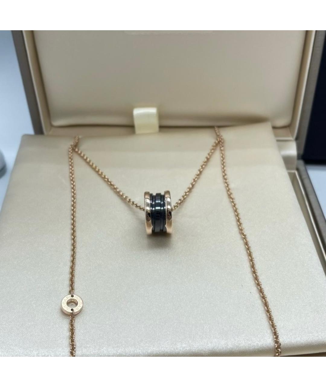 BVLGARI Черная подвеска из розового золота, фото 2