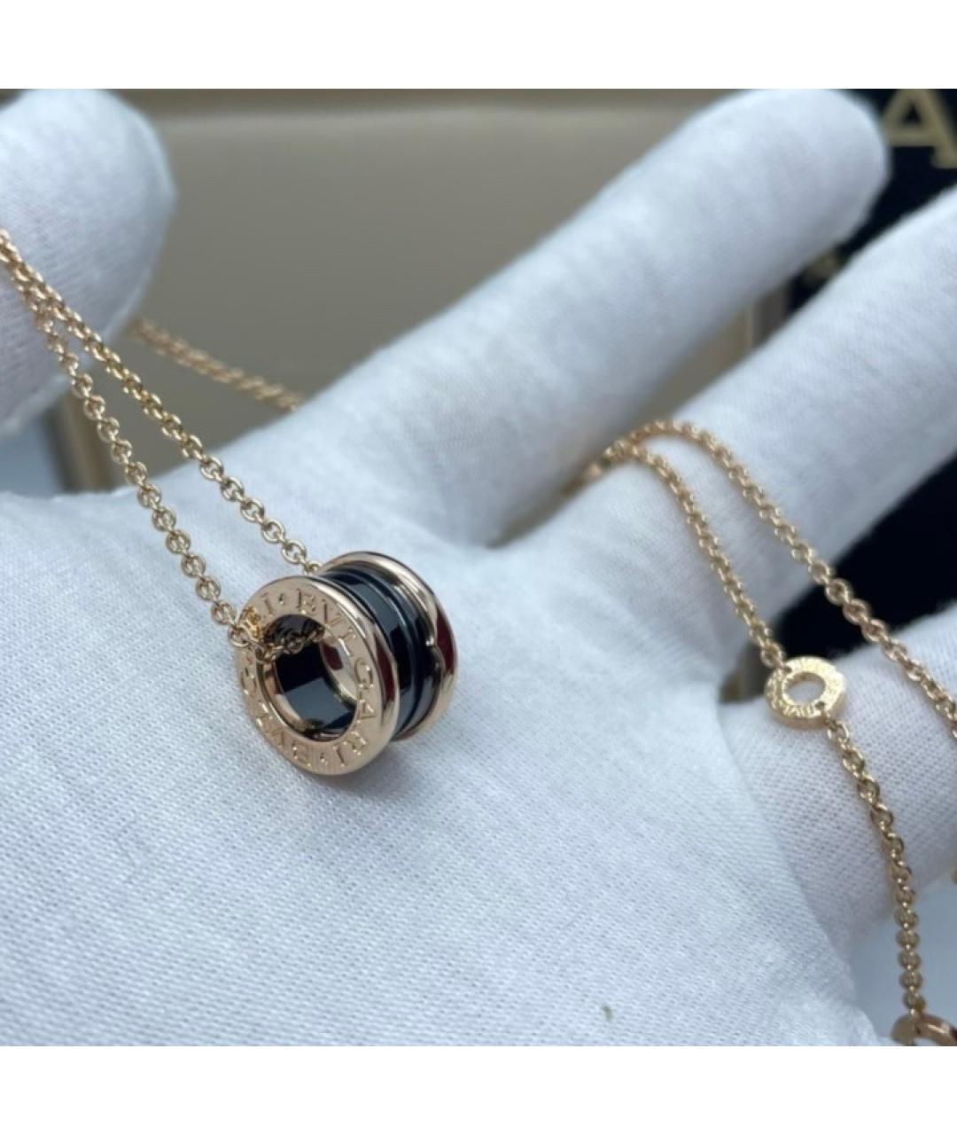 BVLGARI Черная подвеска из розового золота, фото 5