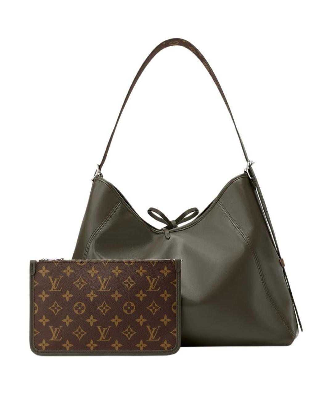 LOUIS VUITTON Хаки кожаная сумка через плечо, фото 3