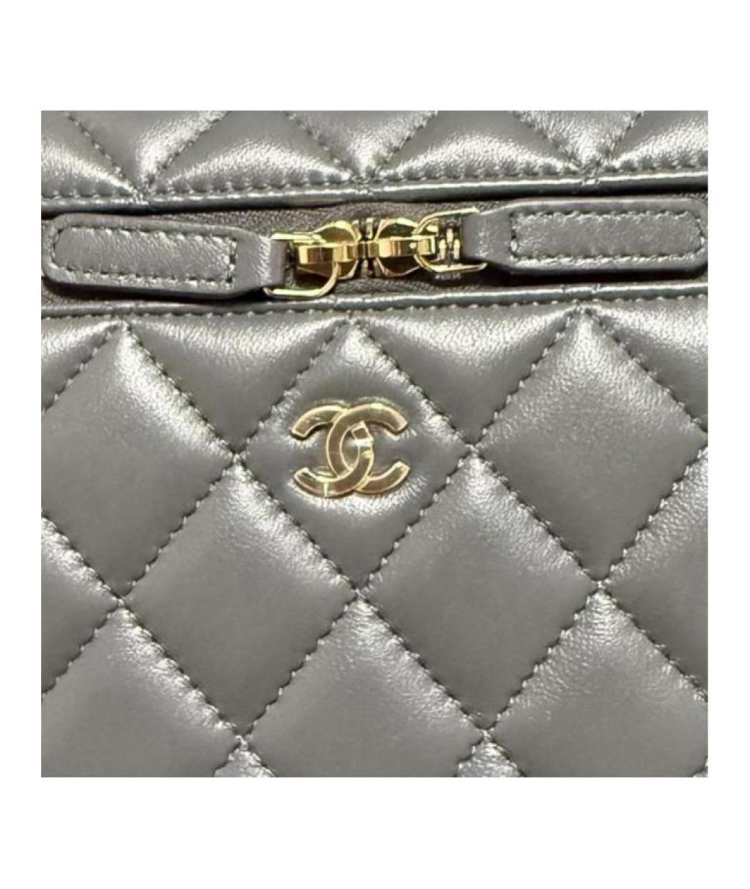 CHANEL Серая кожаная сумка через плечо, фото 3