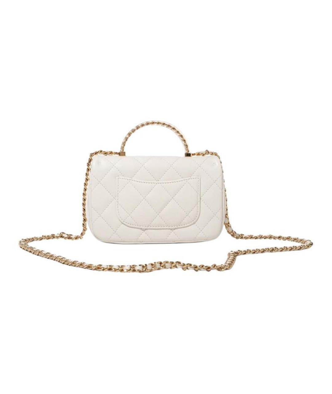 CHANEL Белая кожаная сумка через плечо, фото 4