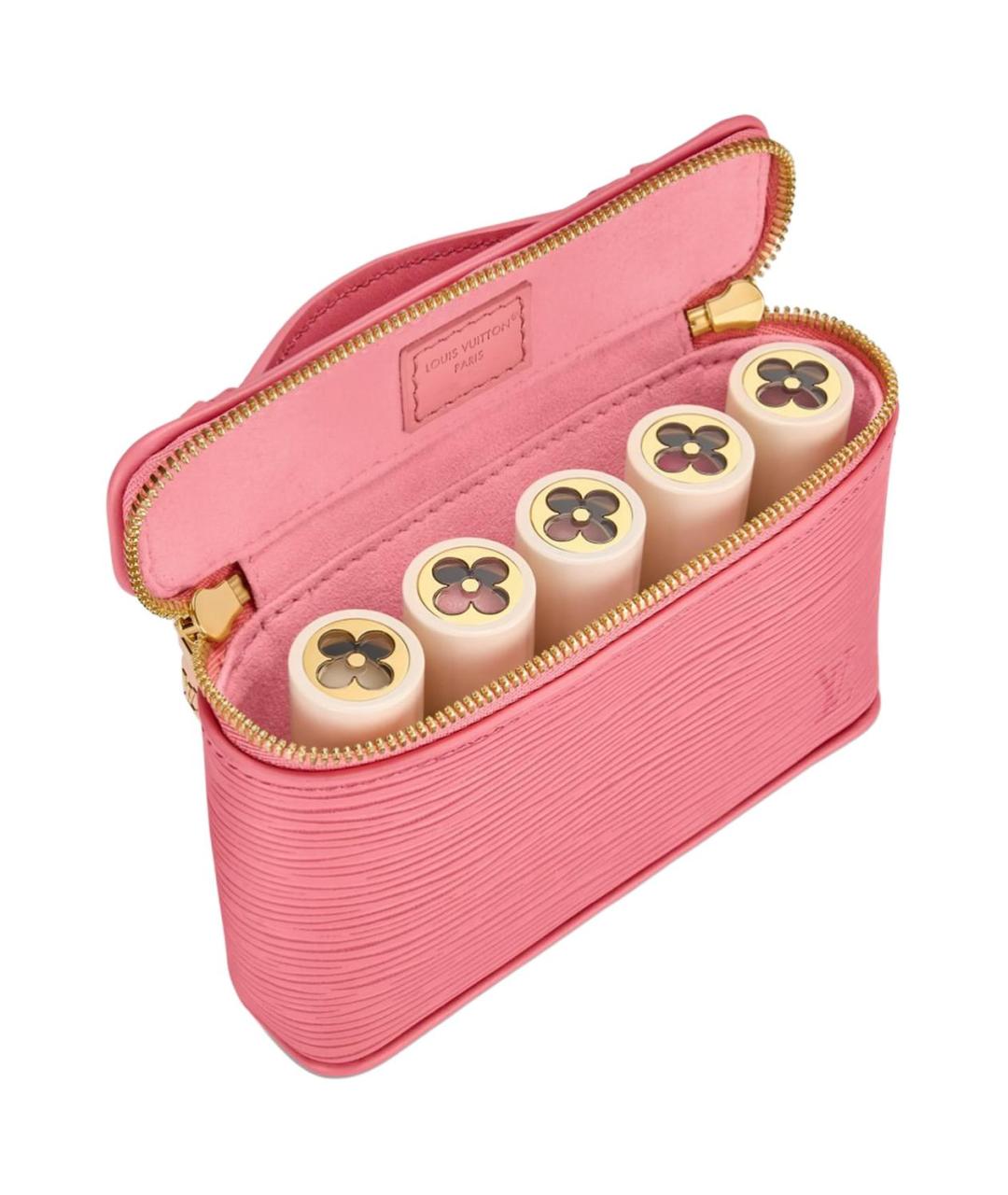 LOUIS VUITTON Розовая кожаная косметичка, фото 5