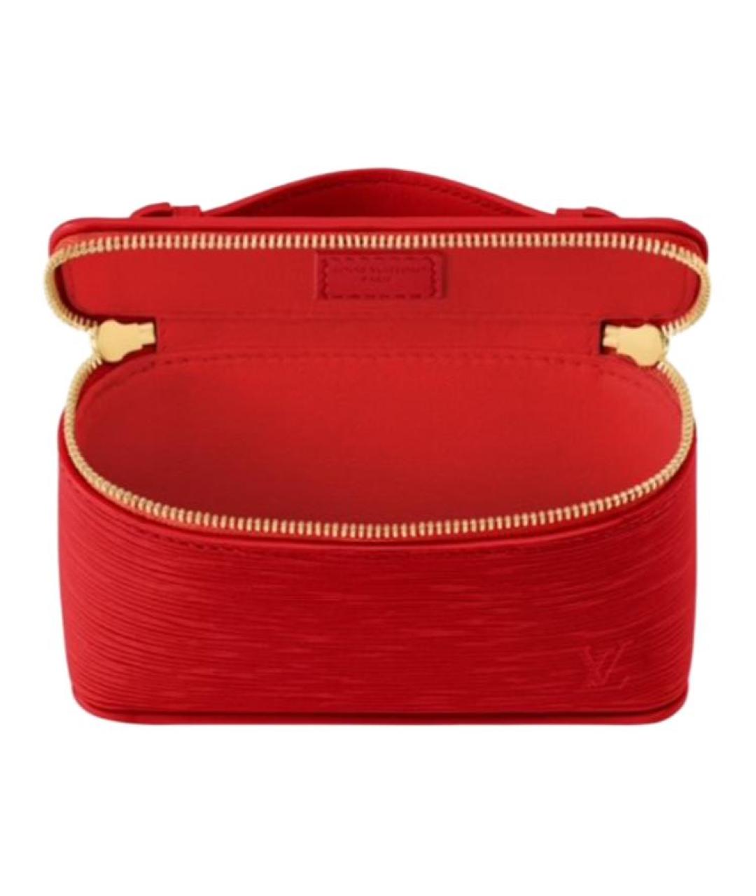 LOUIS VUITTON Красная кожаная косметичка, фото 4