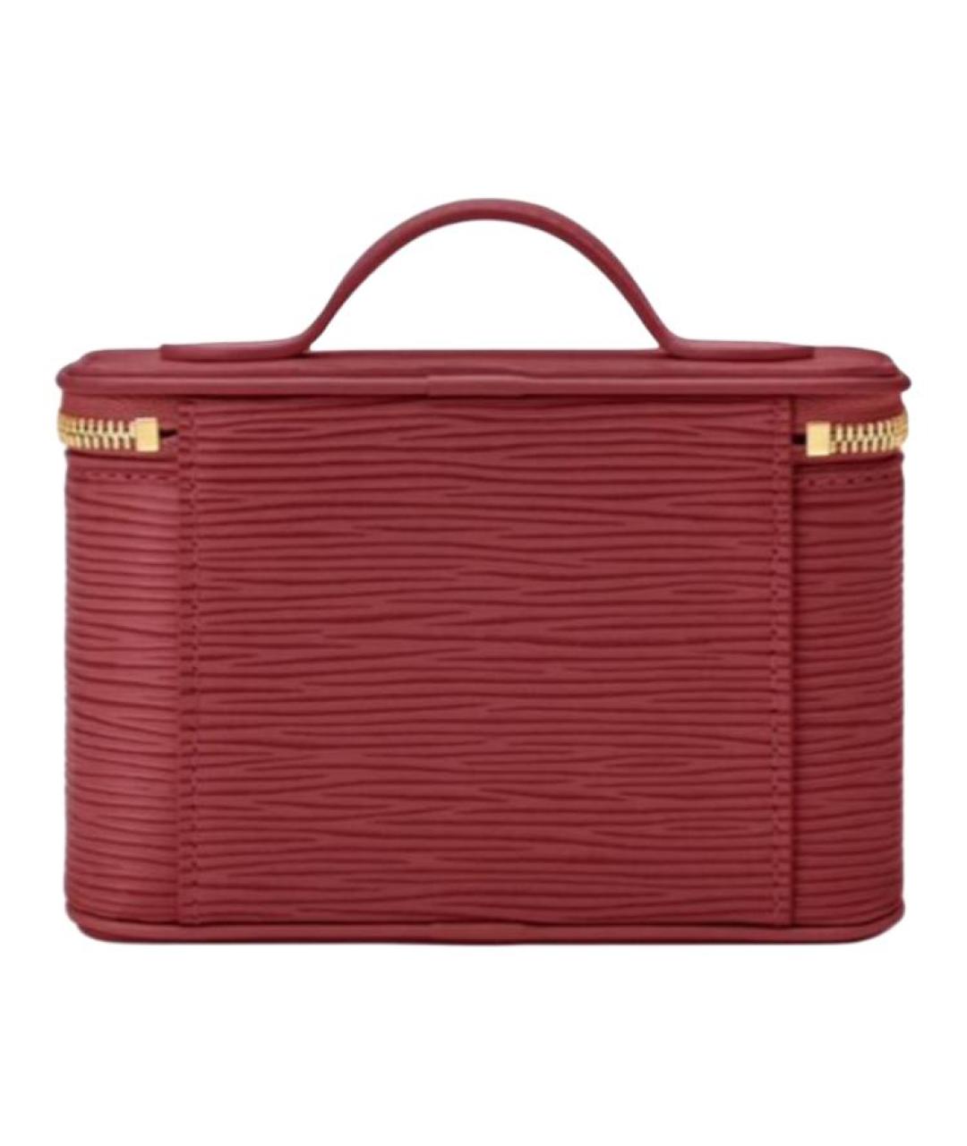LOUIS VUITTON Бордовая кожаная косметичка, фото 3