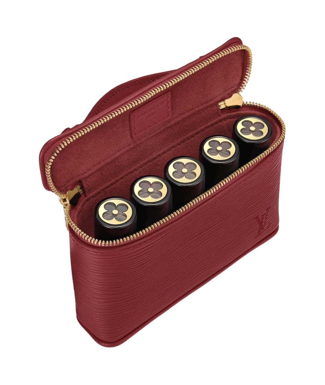 LOUIS VUITTON Бордовая кожаная косметичка, фото 5
