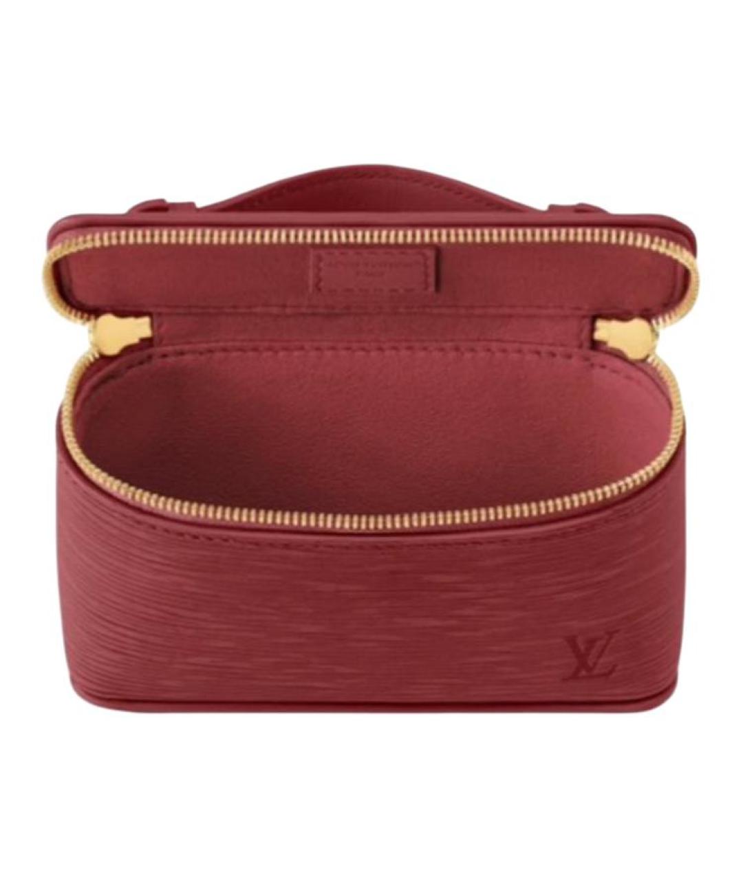 LOUIS VUITTON Бордовая кожаная косметичка, фото 4