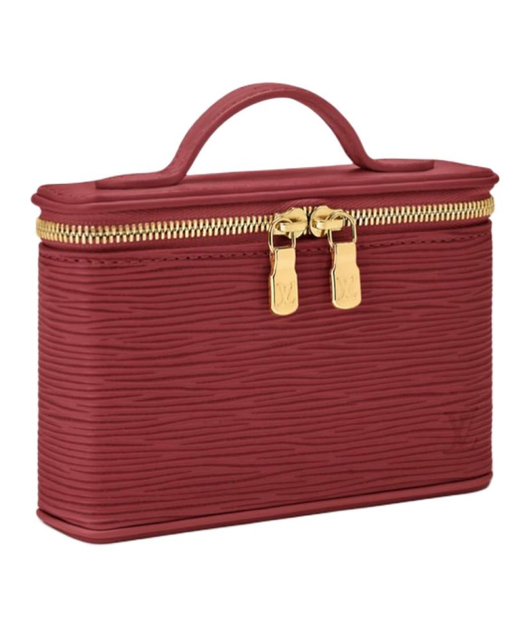 LOUIS VUITTON Бордовая кожаная косметичка, фото 2