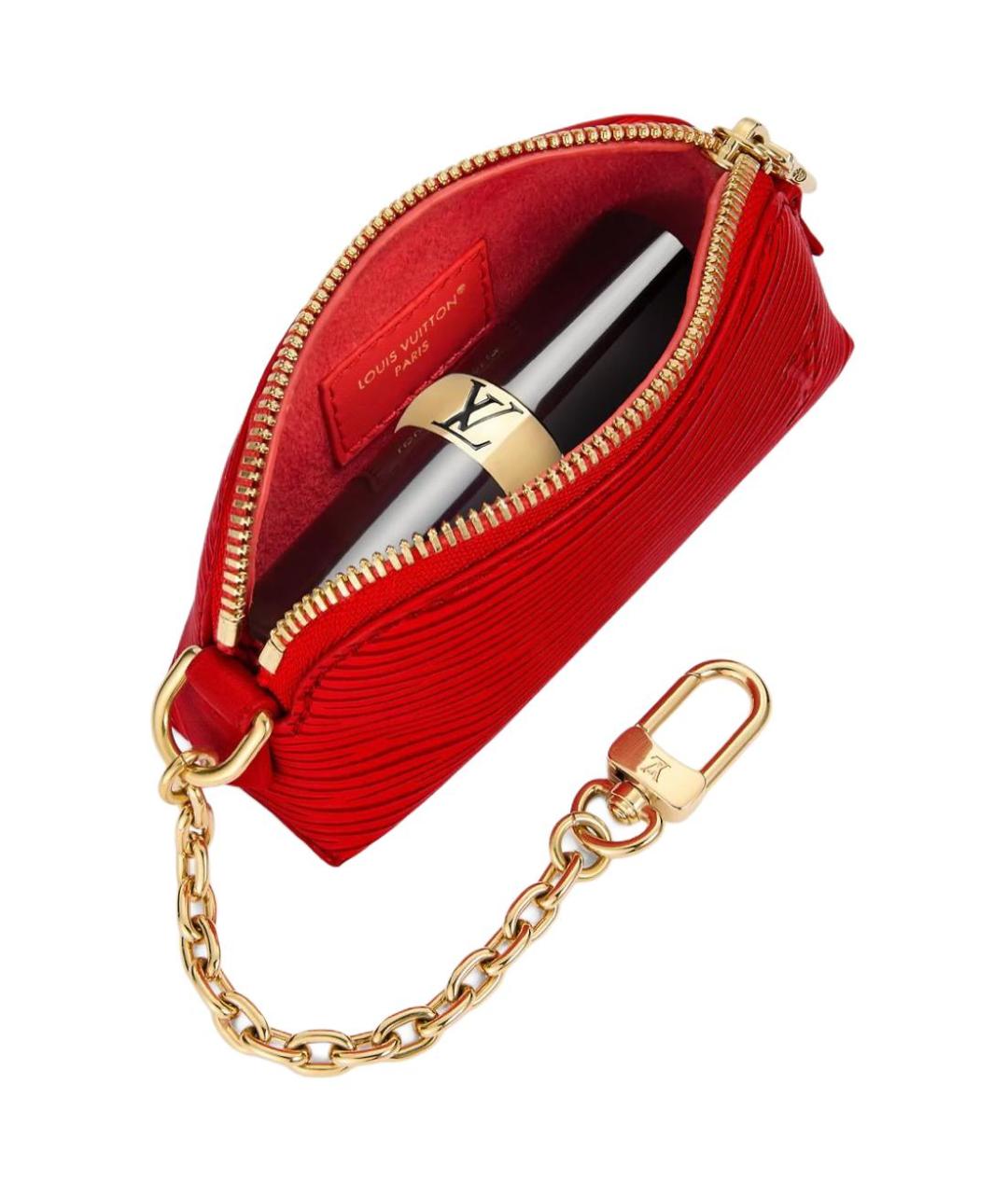 LOUIS VUITTON Красная кожаная косметичка, фото 5