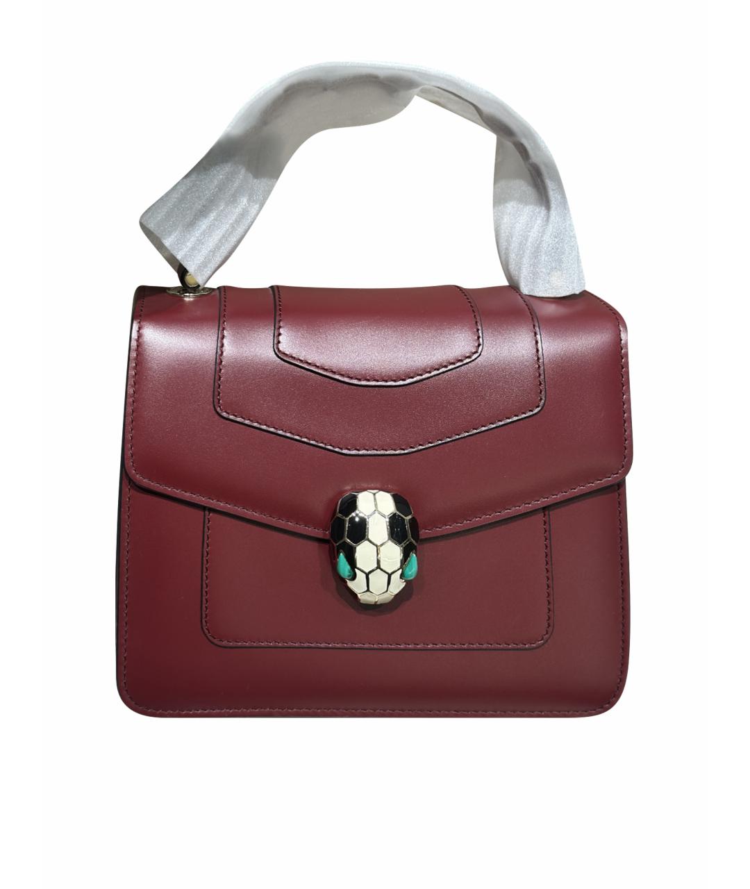 BVLGARI Бордовая кожаная сумка с короткими ручками, фото 1