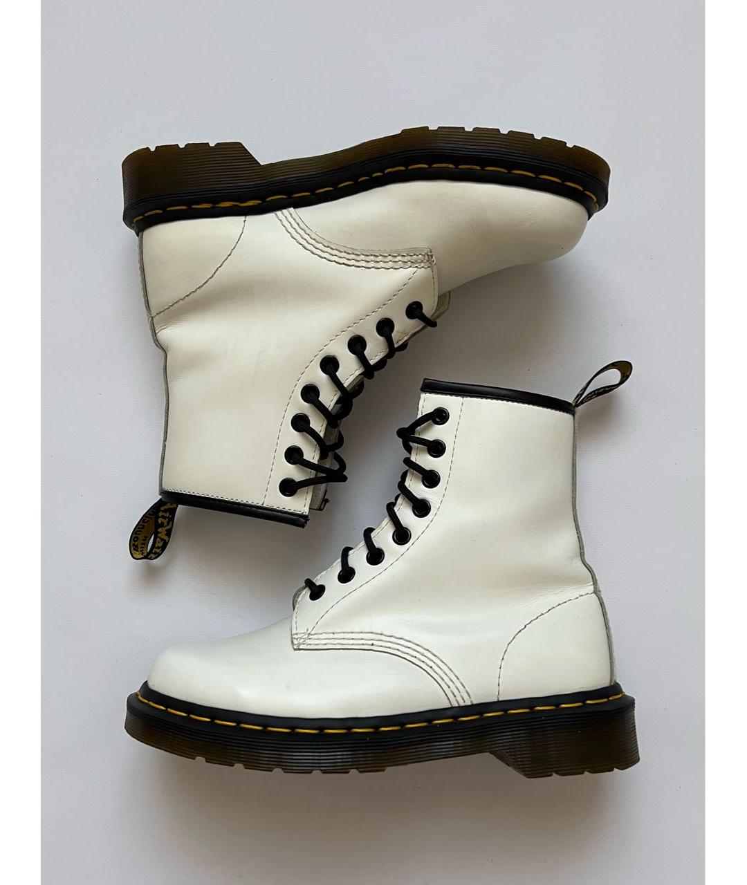 DR. MARTENS Белые кожаные ботинки, фото 2