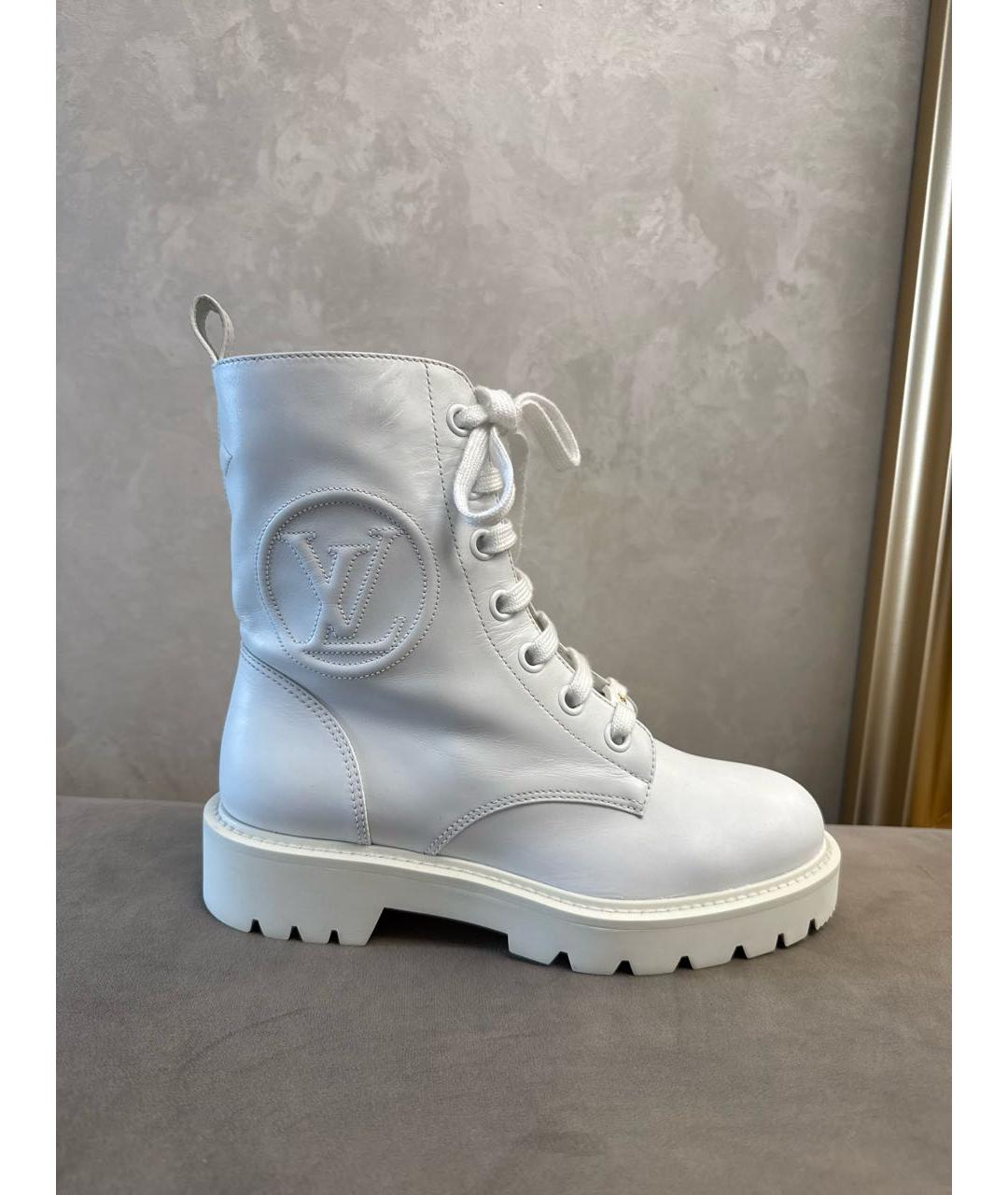 LOUIS VUITTON Белые кожаные ботинки, фото 6