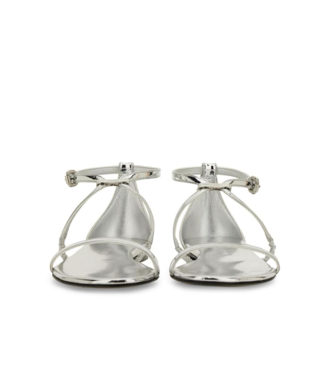 ALEXANDER MCQUEEN Серебряные кожаные босоножки, фото 4