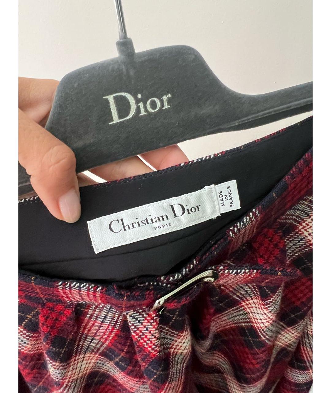 CHRISTIAN DIOR Бордовая шерстяная юбка миди, фото 3
