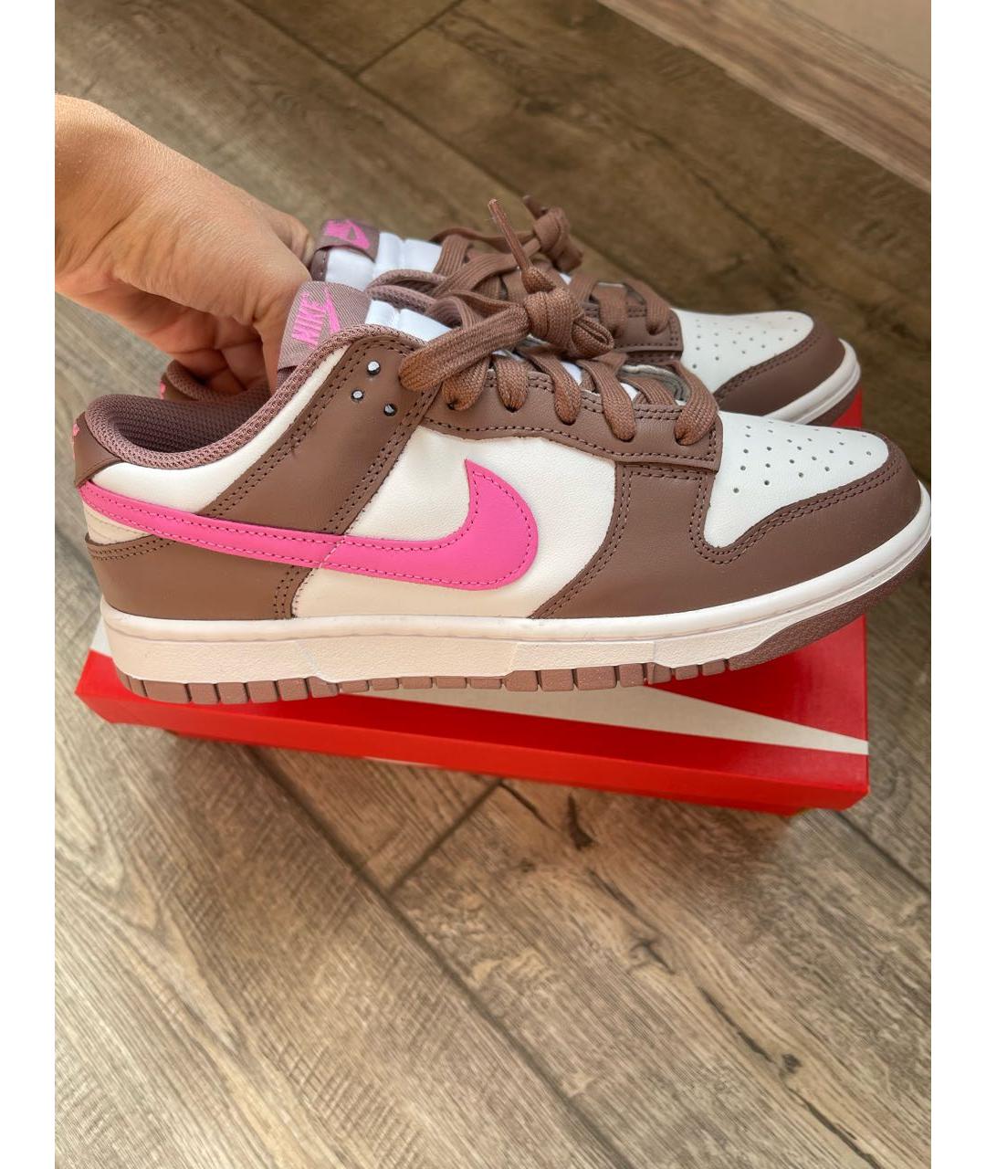 NIKE Коричневые кожаные кроссовки, фото 4