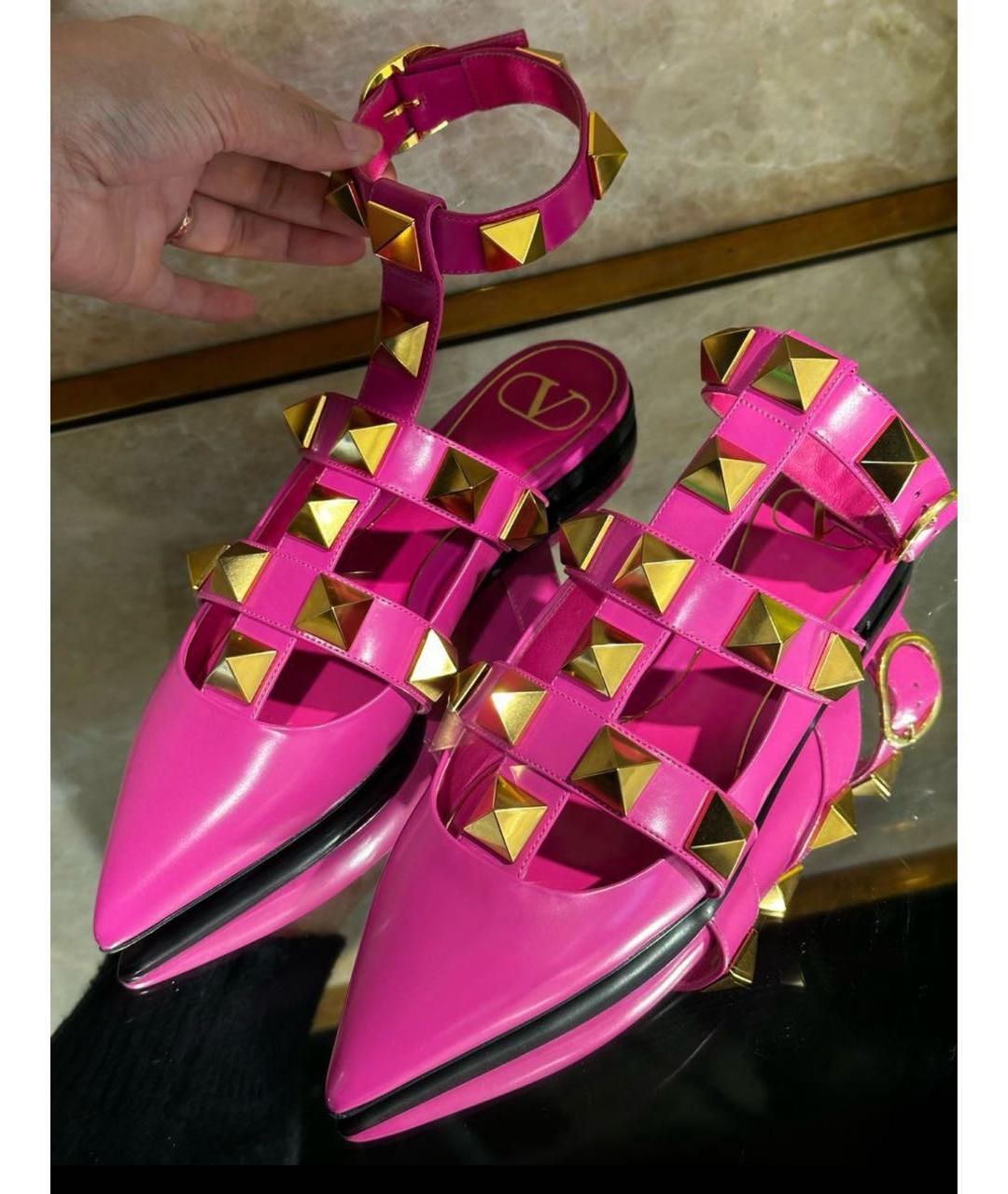 VALENTINO Фуксия кожаные мюли, фото 5
