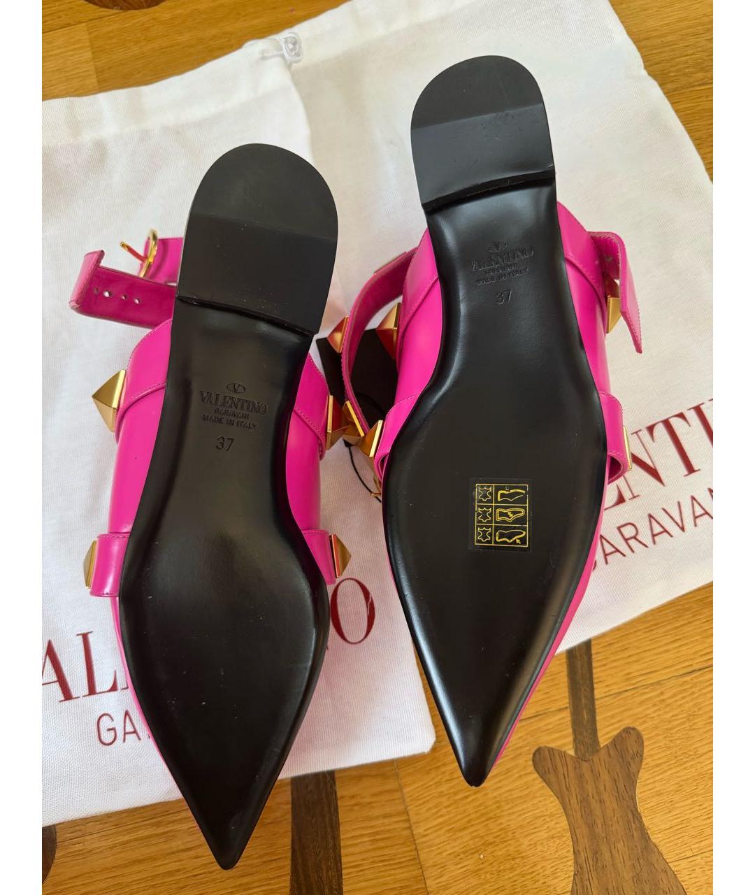 VALENTINO Фуксия кожаные мюли, фото 3