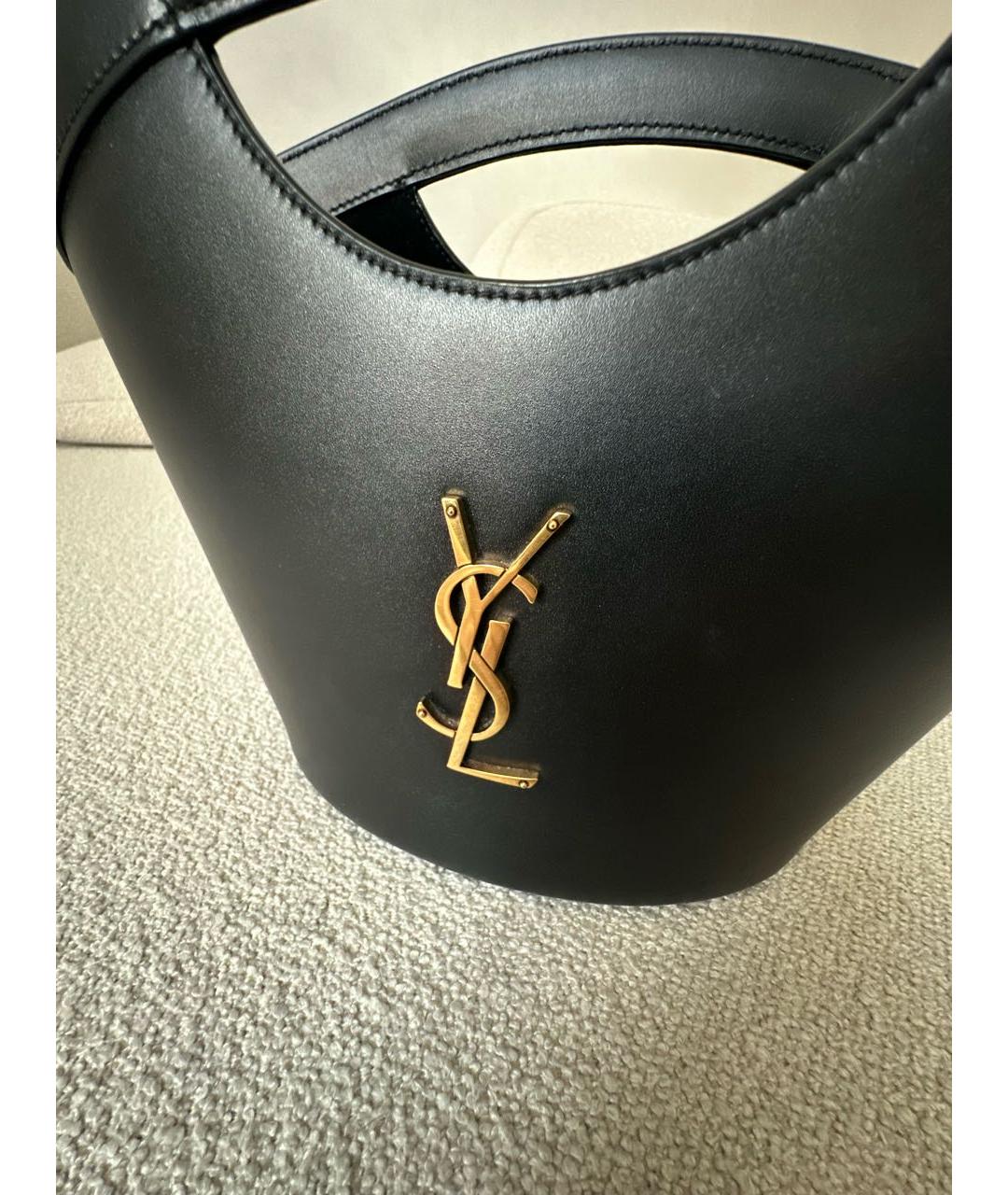 SAINT LAURENT Черная кожаная сумка с короткими ручками, фото 6