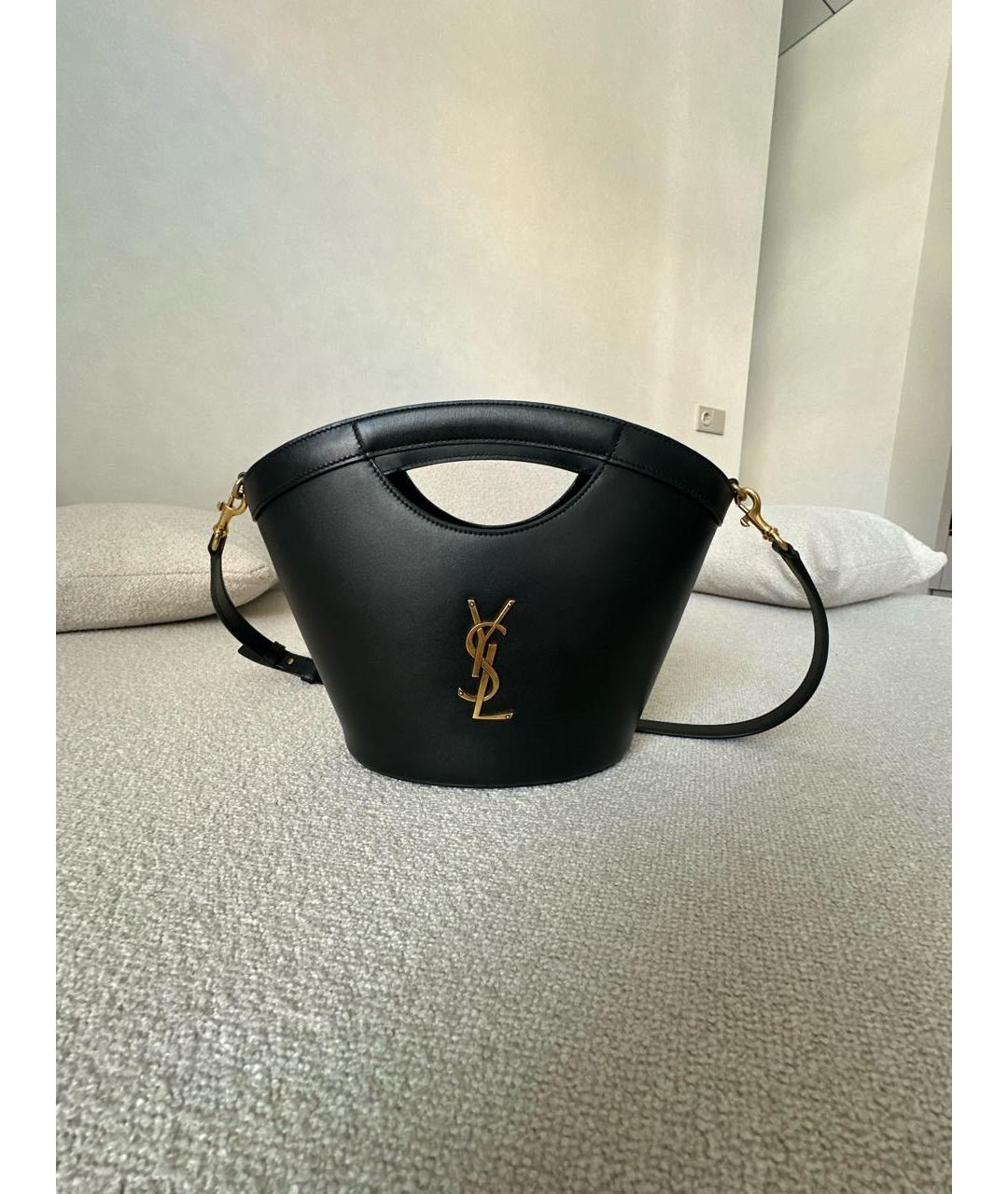 SAINT LAURENT Черная кожаная сумка с короткими ручками, фото 8