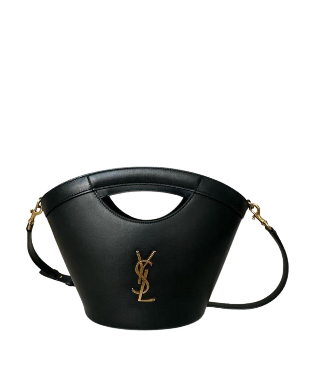 SAINT LAURENT Черная кожаная сумка с короткими ручками, фото 1