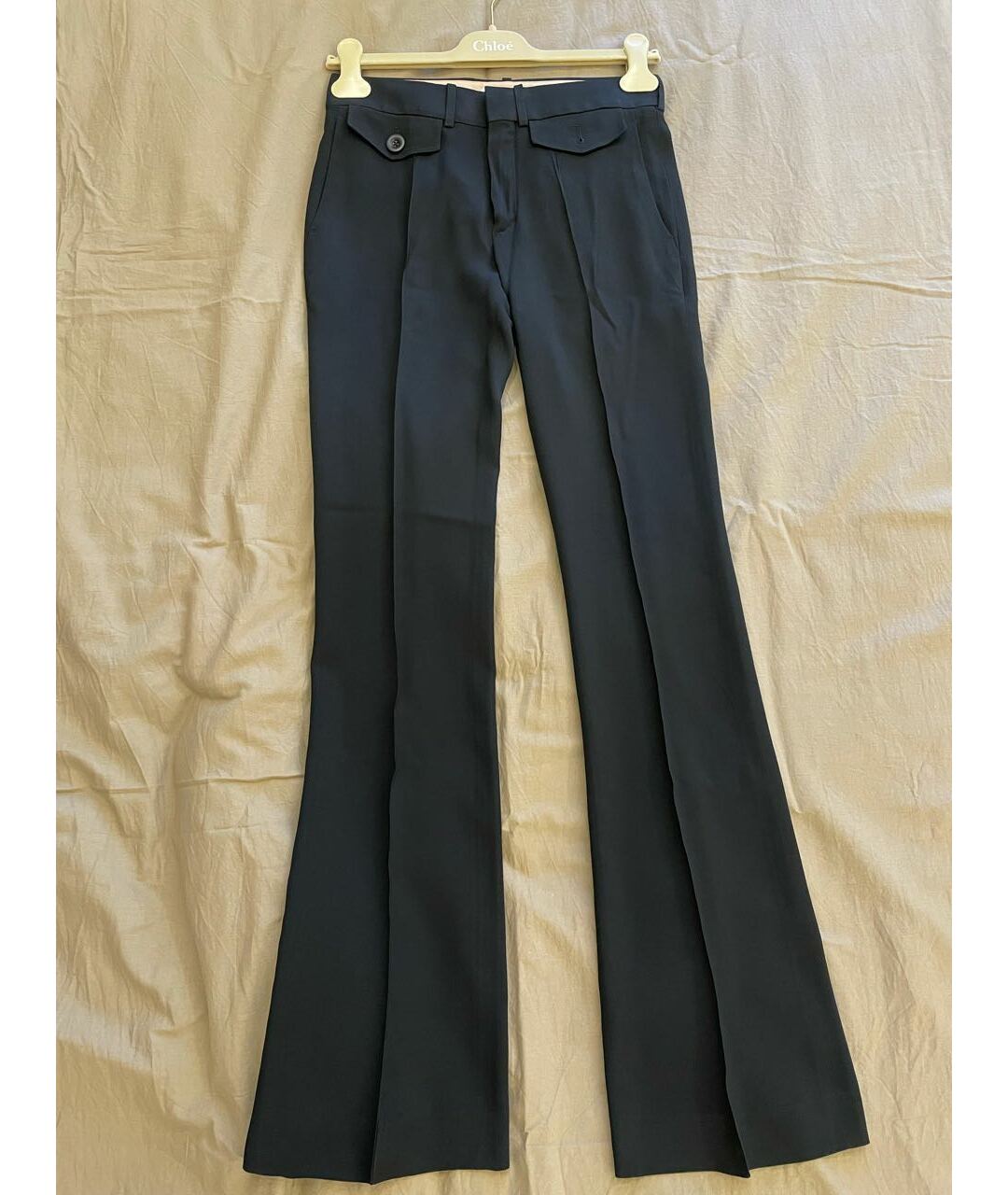 CHLOE Черные ацетатные брюки широкие, фото 5
