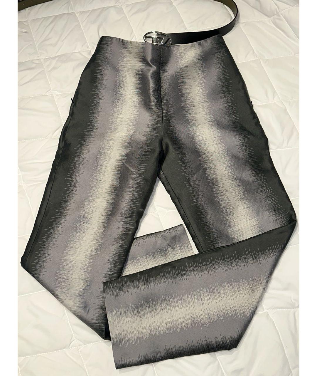 DIESEL Серебряные хлопковые прямые брюки, фото 7