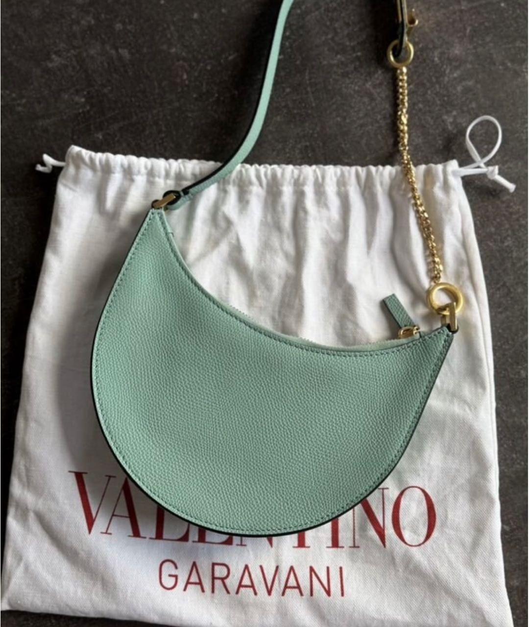 VALENTINO Бирюзовая кожаная сумка с короткими ручками, фото 2