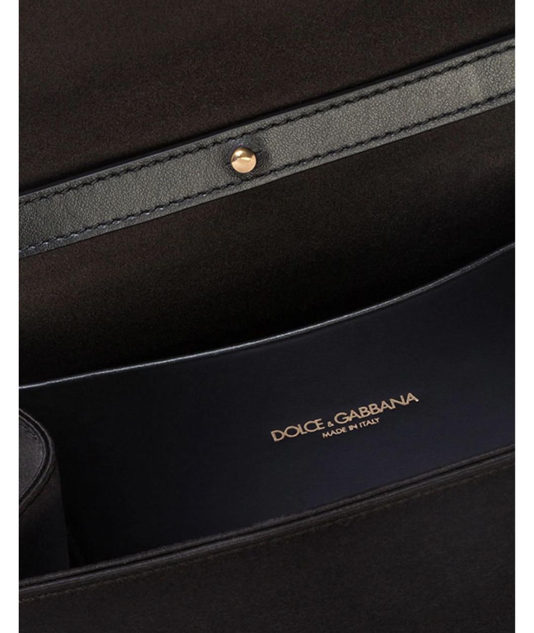 DOLCE&GABBANA Черная кожаная сумка с короткими ручками, фото 2
