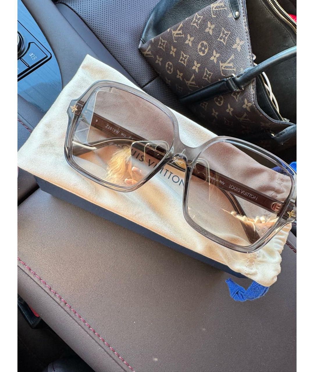 LOUIS VUITTON Коричневые пластиковые солнцезащитные очки, фото 7