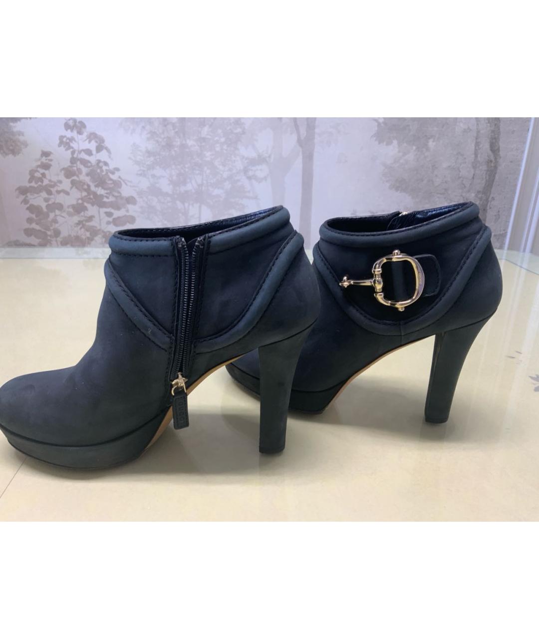 GUCCI Темно-синие кожаные ботильоны, фото 4