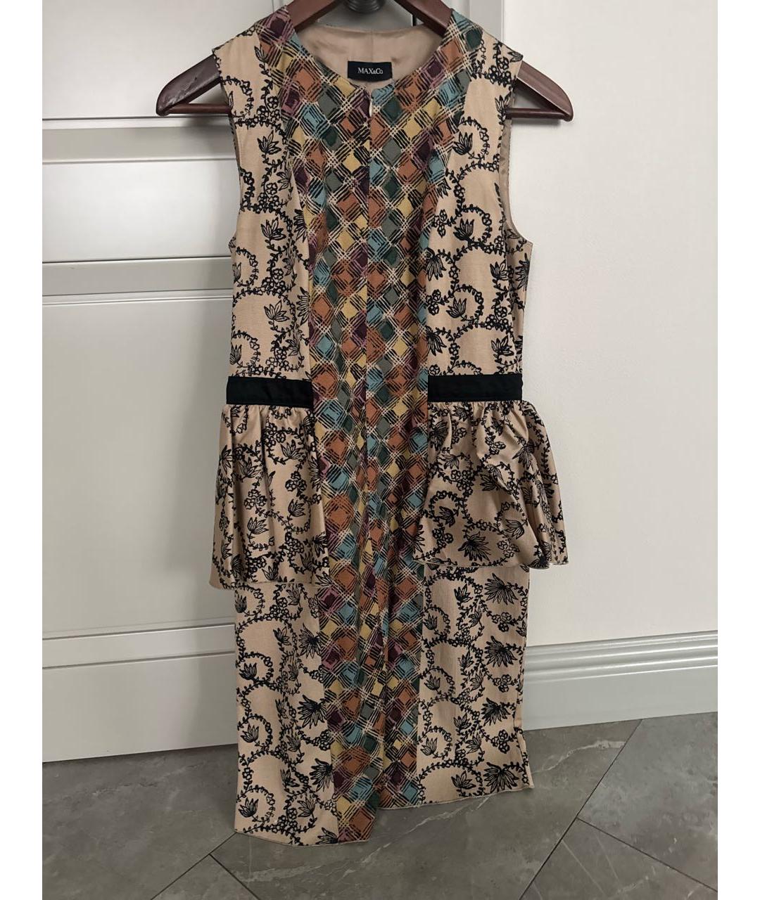 'S MAX MARA Коричневое хлопковое коктейльное платье, фото 4