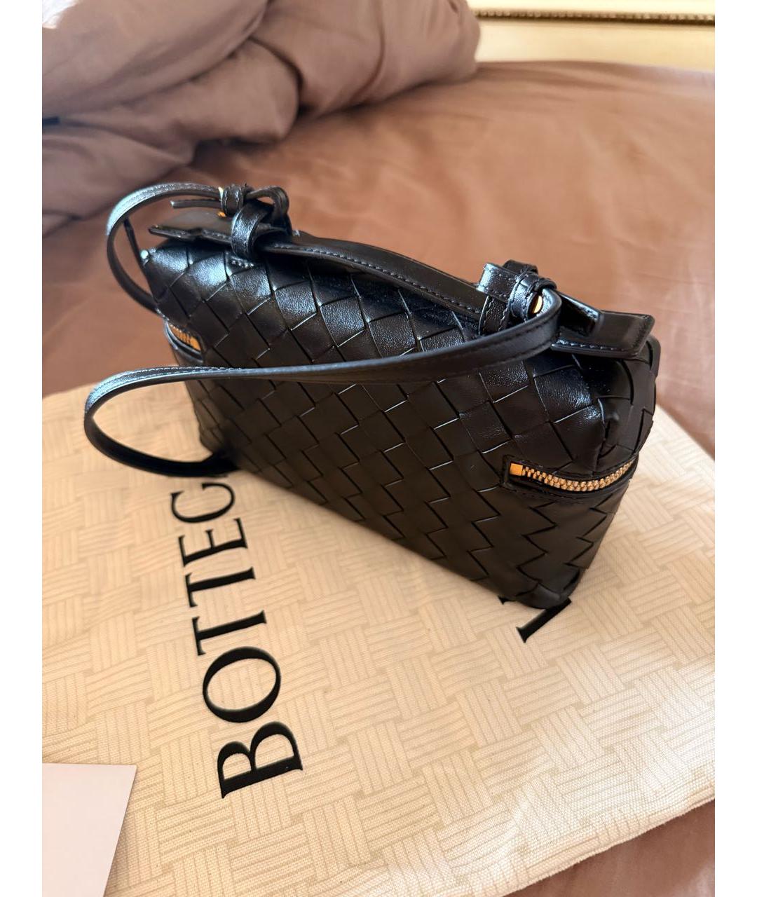 BOTTEGA VENETA Черная кожаная сумка через плечо, фото 5