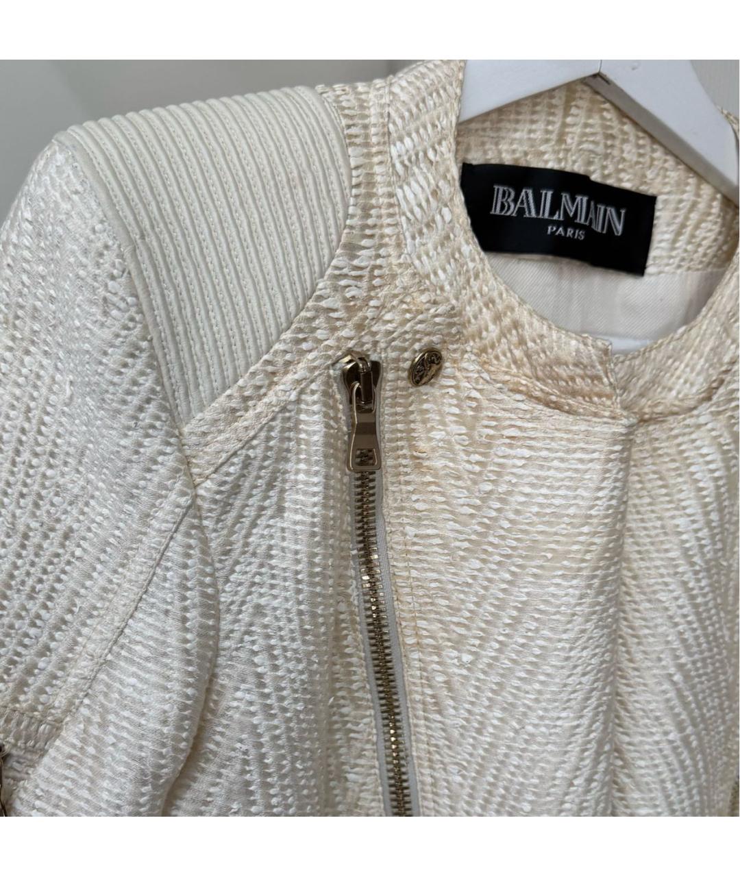 BALMAIN Бежевый полиуретановый жакет/пиджак, фото 6