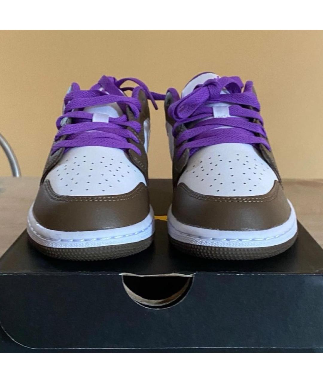 JORDAN Хаки кожаные кроссовки, фото 4