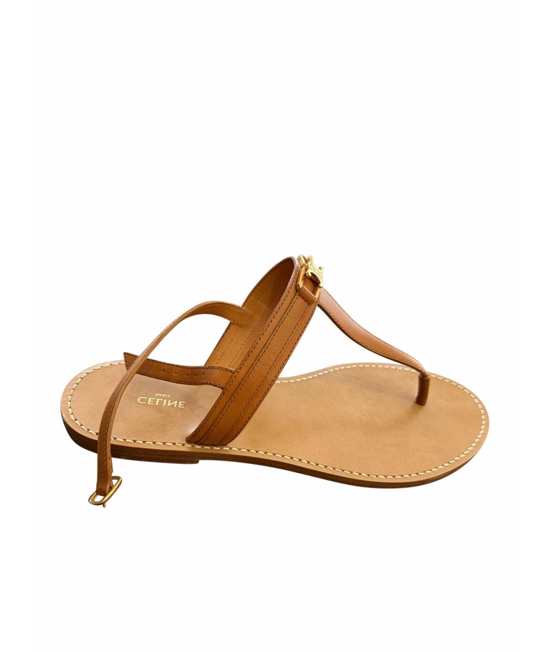 CELINE Коричневые кожаные босоножки, фото 1