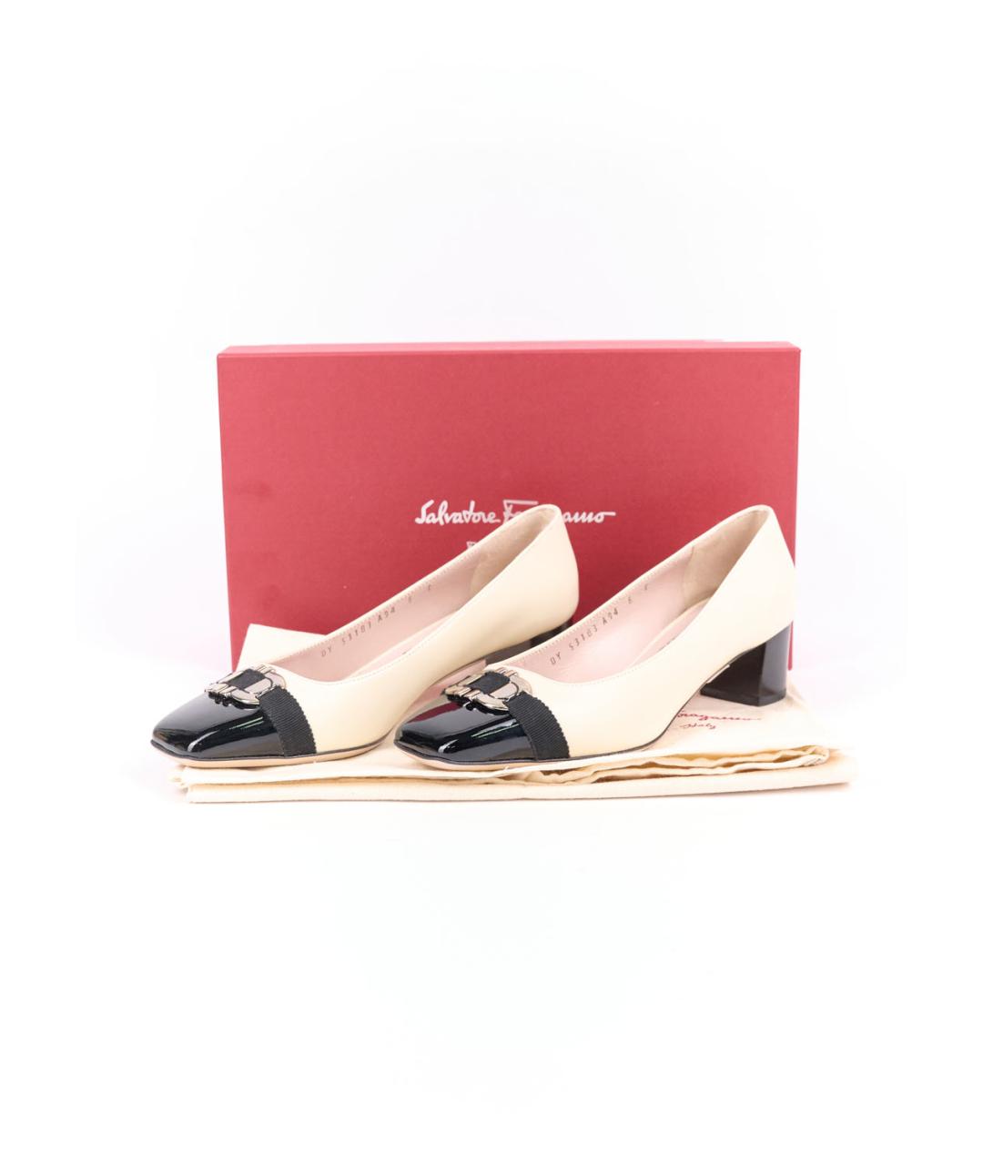 FERRAGAMO Бежевые кожаные туфли, фото 5