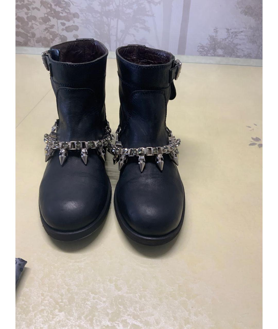 PHILIPP PLEIN Черные кожаные полусапоги, фото 2