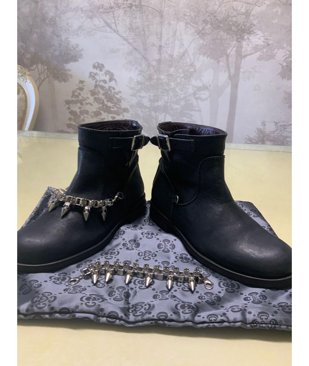 PHILIPP PLEIN Черные кожаные полусапоги, фото 6