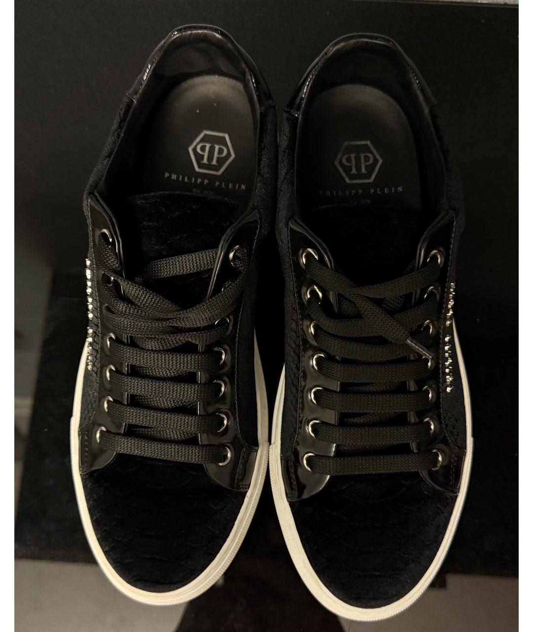 PHILIPP PLEIN Черные кожаные кеды, фото 2