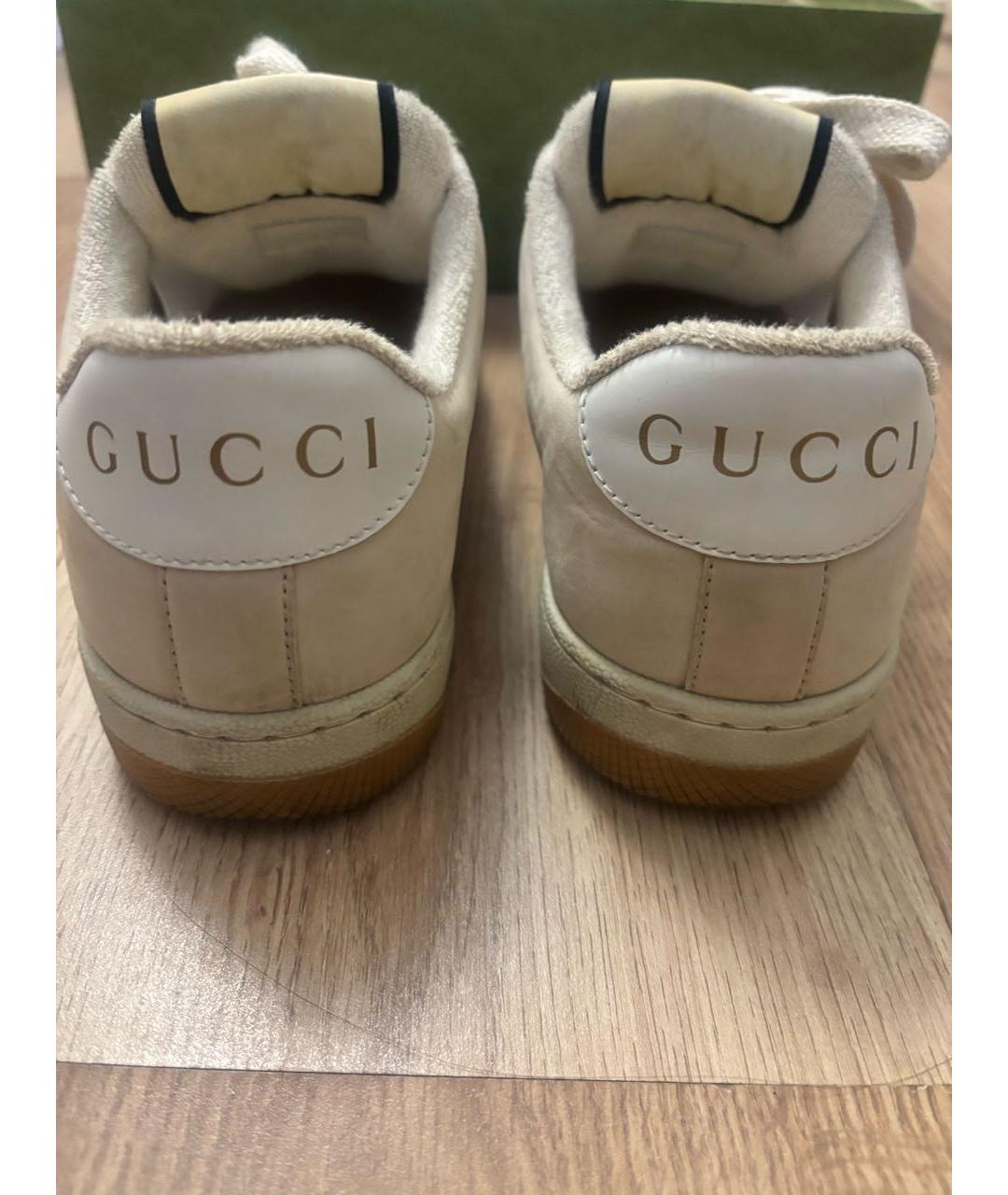 GUCCI Бежевые замшевые кеды, фото 4