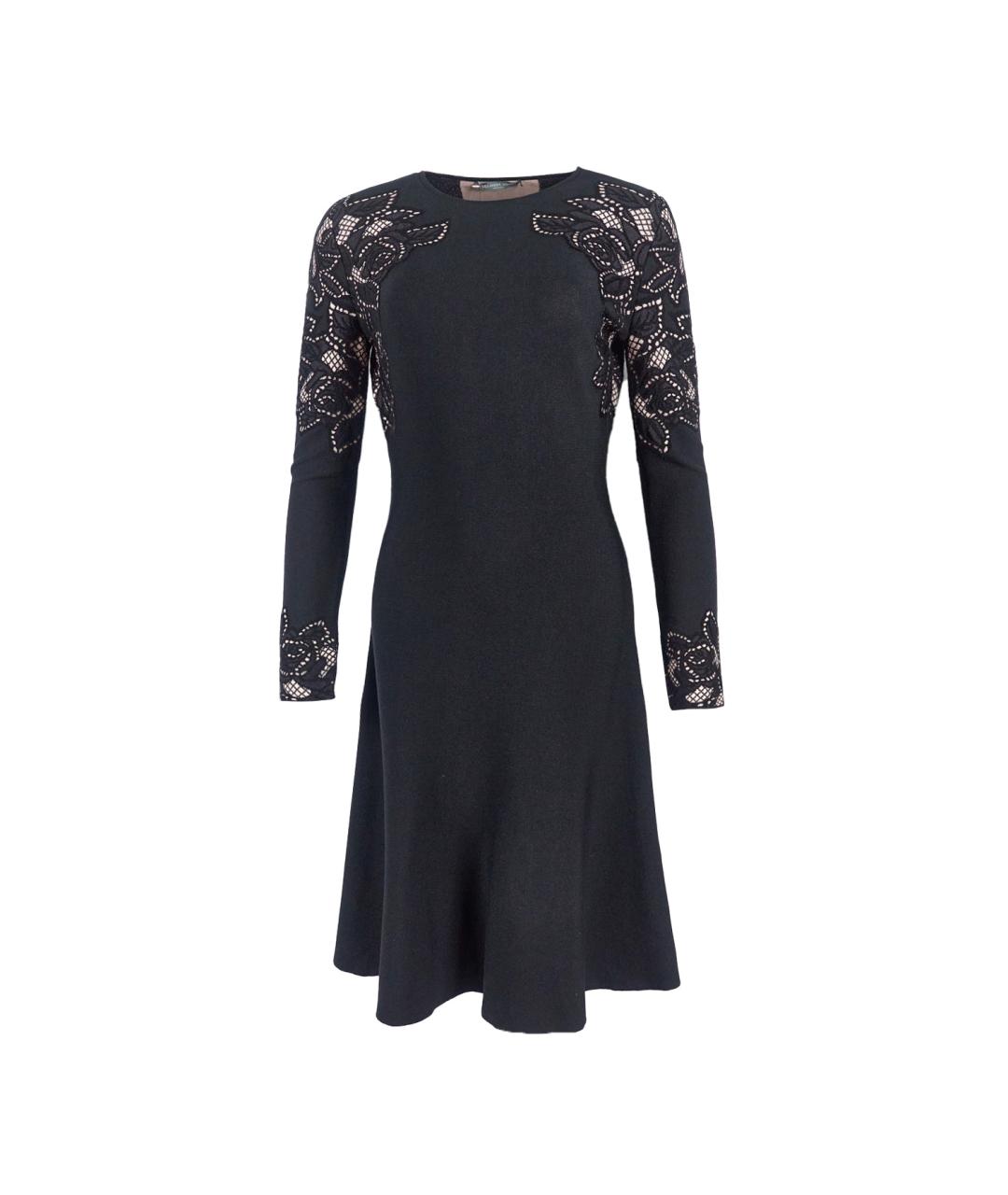 ALEXANDER MCQUEEN Черное шерстяное коктейльное платье, фото 1