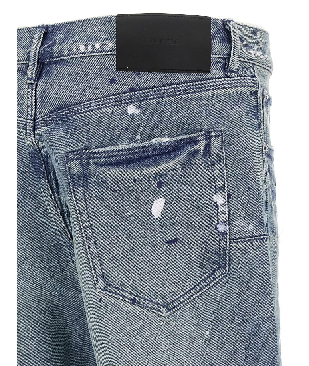 PURPLE Синие хлопковые прямые джинсы, фото 4