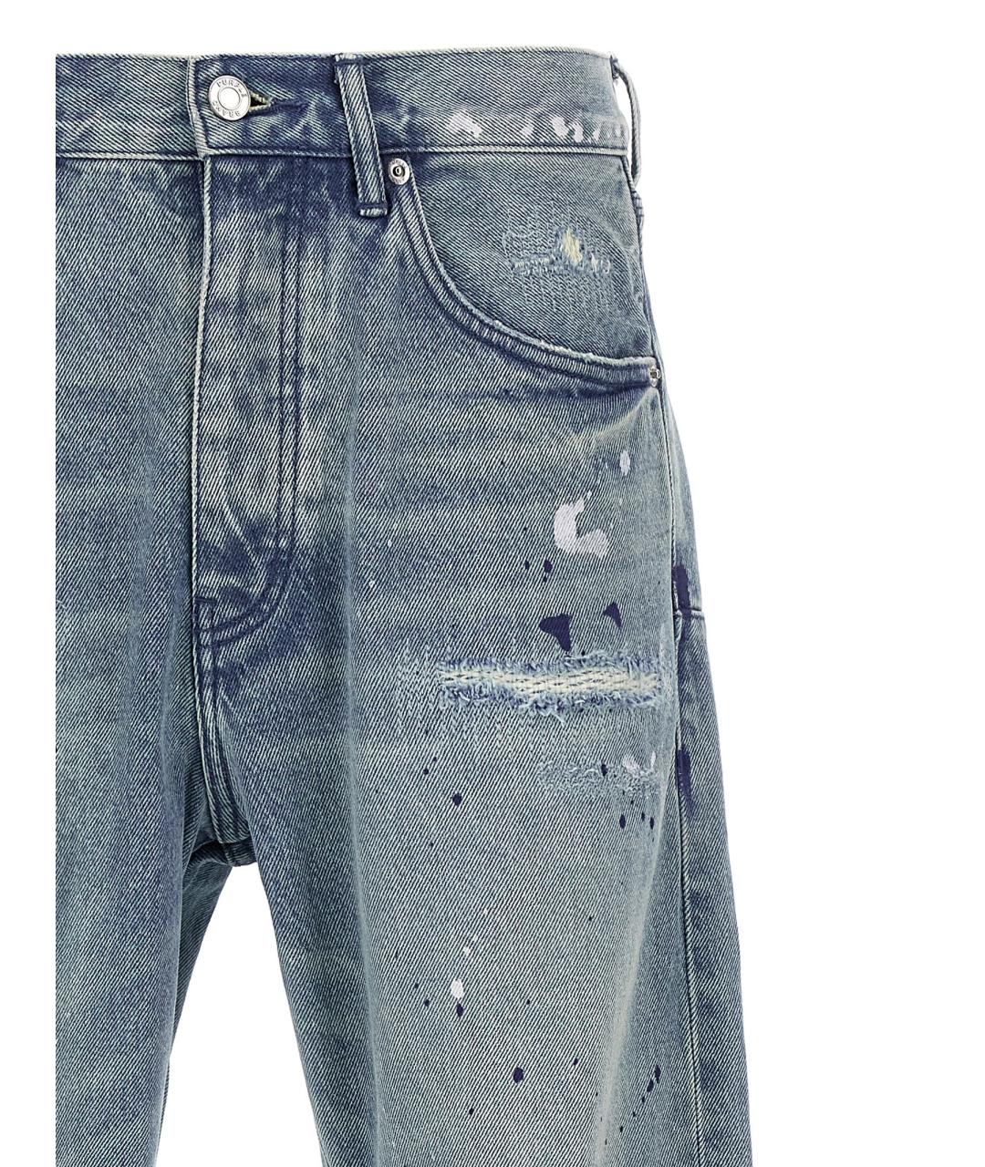 PURPLE Синие хлопковые прямые джинсы, фото 3