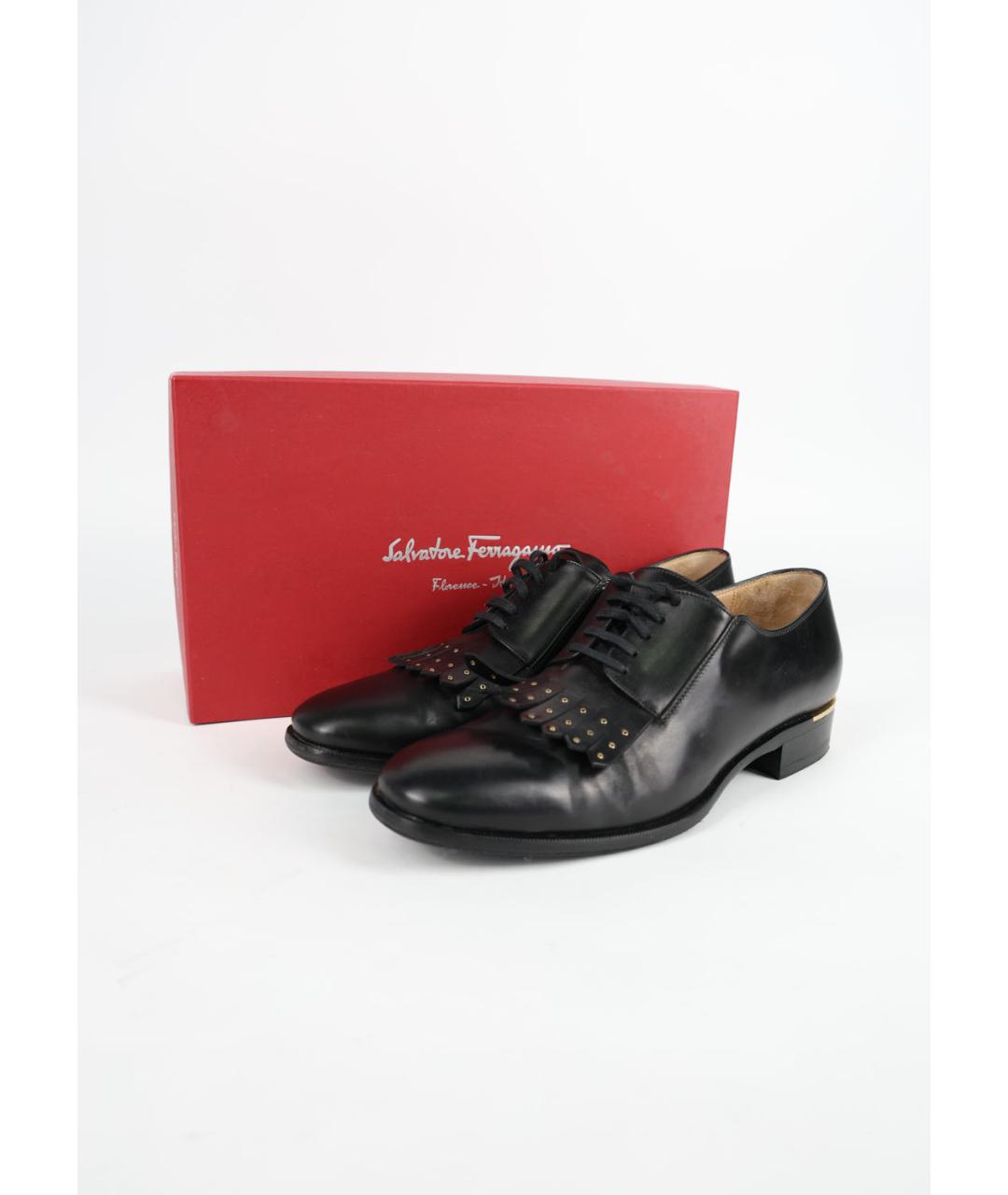 FERRAGAMO Черные кожаные туфли, фото 6