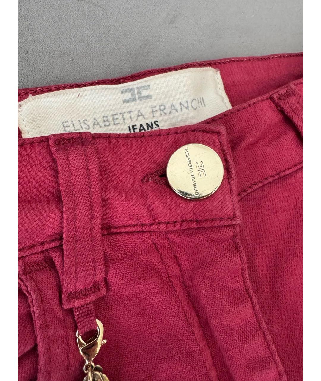 ELISABETTA FRANCHI Бордовые хлопковые джинсы слим, фото 5