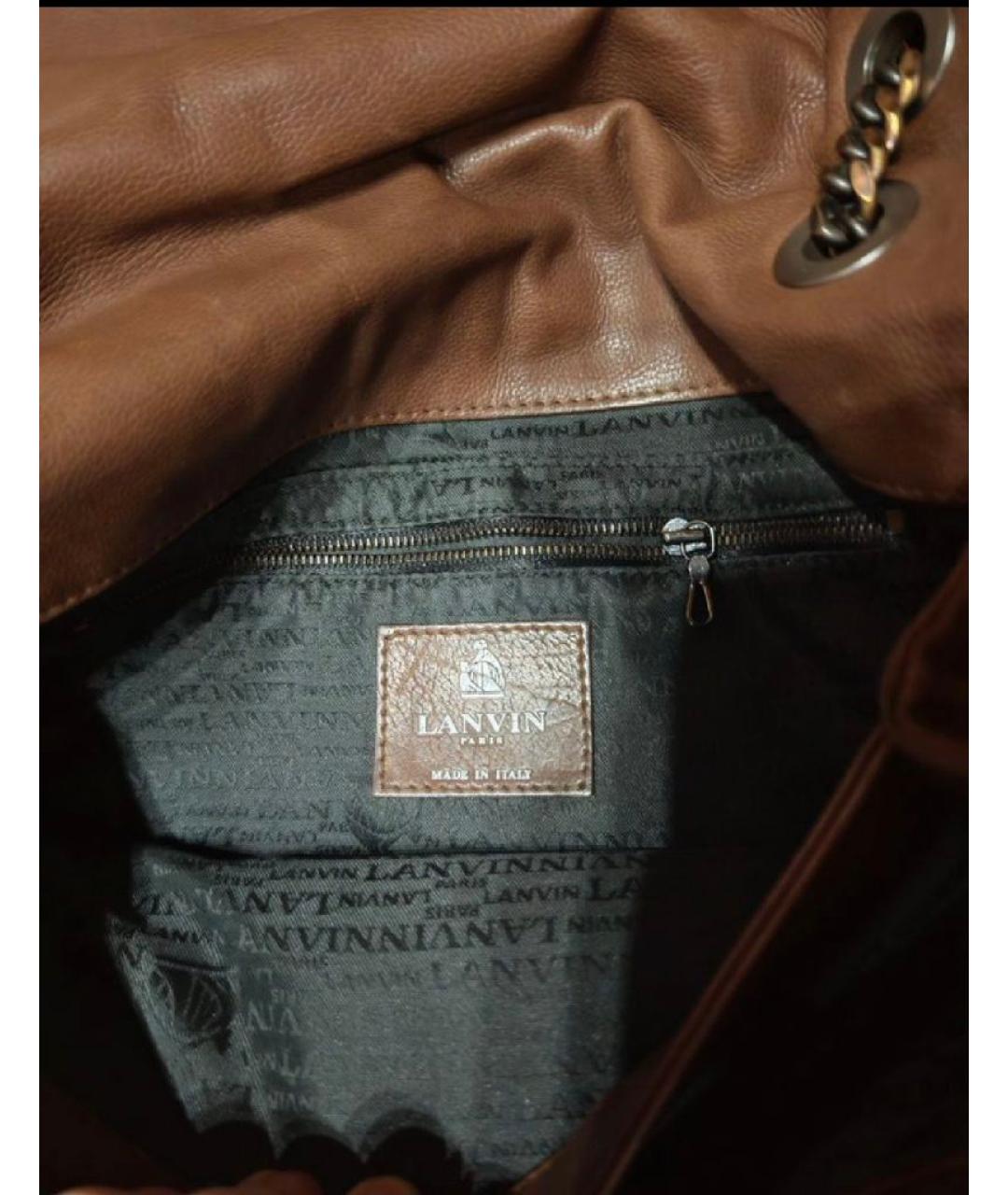 LANVIN Коричневая кожаная сумка с короткими ручками, фото 4